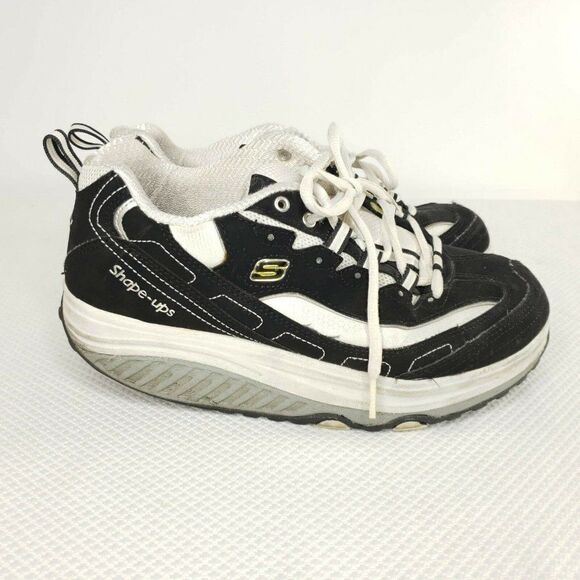 Sketchers Shape Ups 8.5 Black White Leather 8.5 - Picture 7 of 8